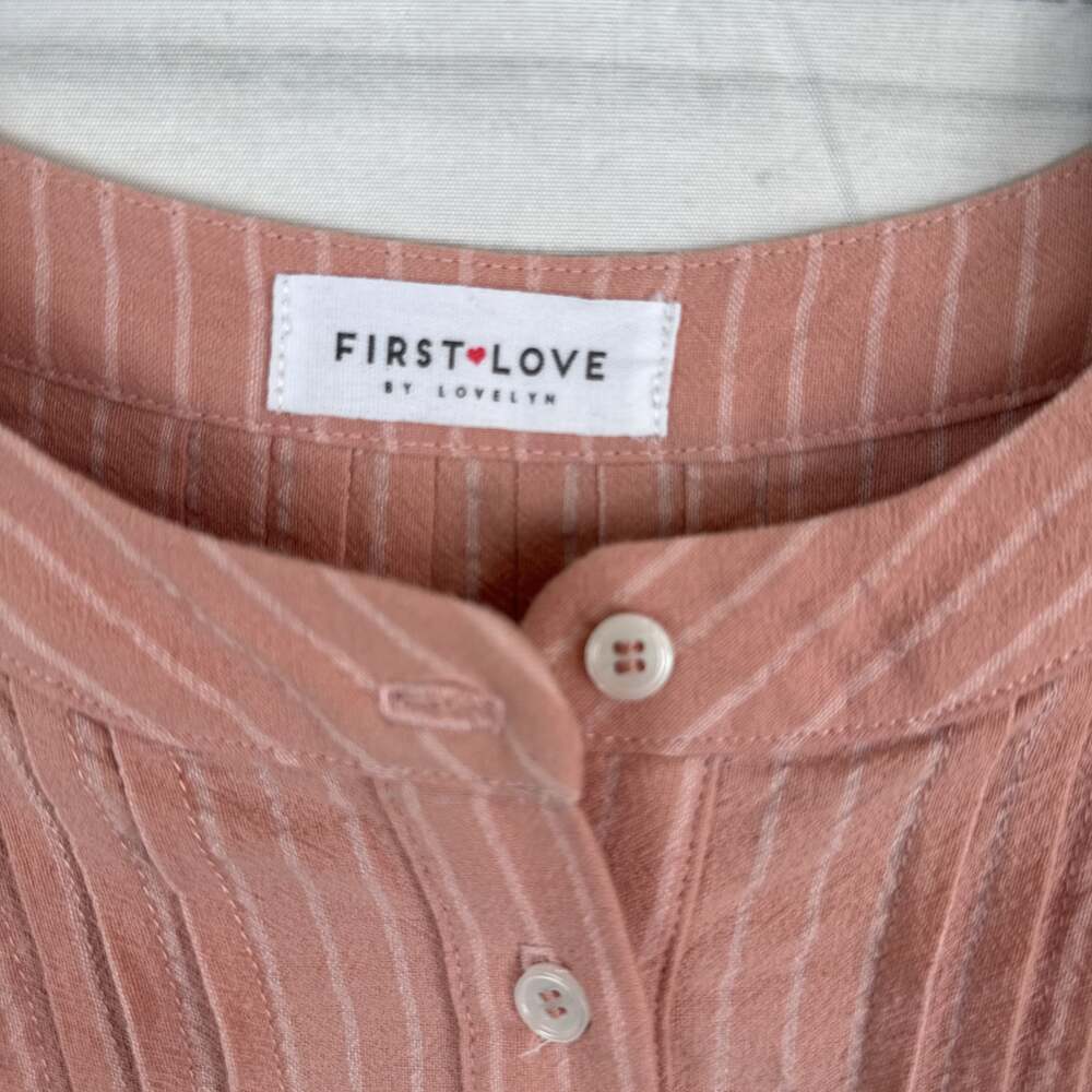 First Love People FP Beach Blossom Button Up Ribbed Henley Mini Dress in Pink - Picture 3 of 4